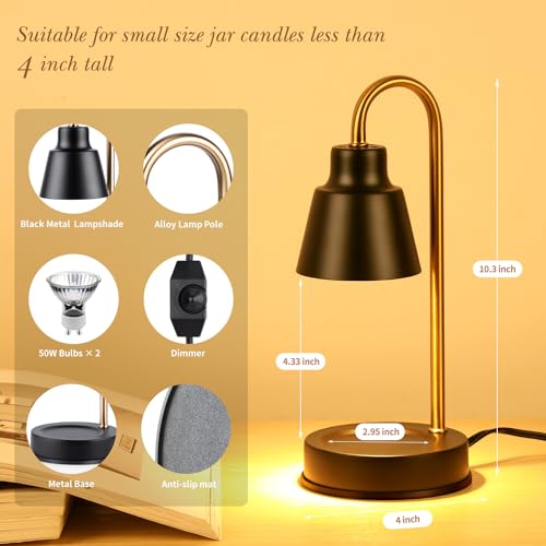Candle Warmer Lamp with Timer & Dimmer, Electric Candle Warmer Adjustable Height/Heat with 2 Bulbs Z84953
