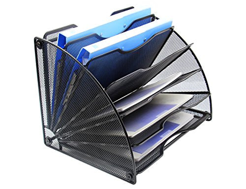 Black Mesh 6 Slots Desktop File Organizer L84926
