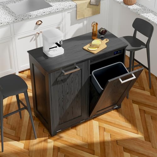White 10-Gallon Wooden Tilt Out Trash Cabinet X5247