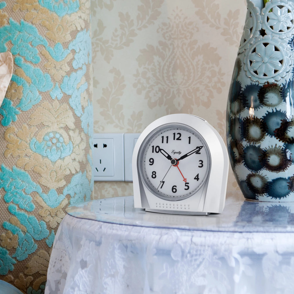 Silver Silent Sweep Night Vision Alarm Tabletop Clock Z661