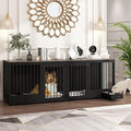 Black Heavy Duty Wooden Dog Crate with Dog Bowl Drawers & Divider P593