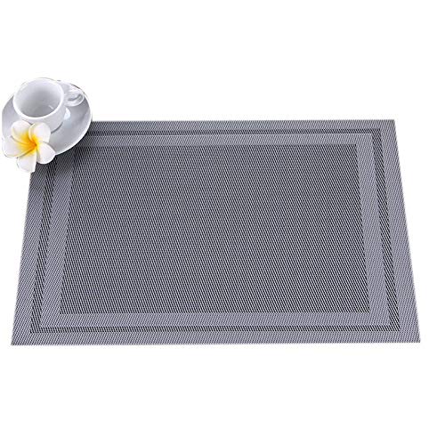 Set of 4 Grey Woven Vinyl Placemats O59855