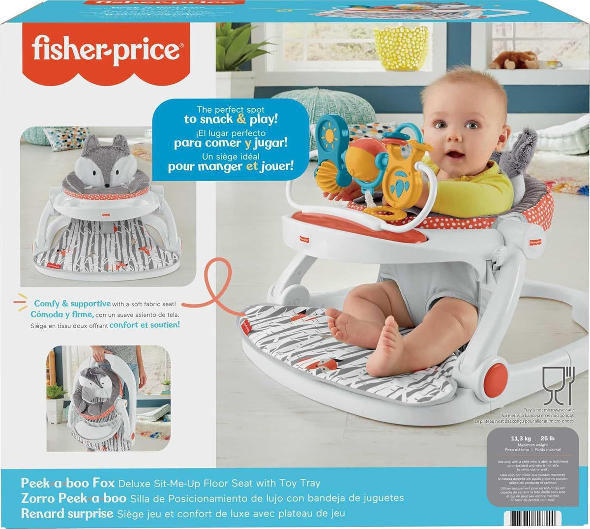 Portable Baby Floor Seat with Snack Tray and Toy Bar U22716