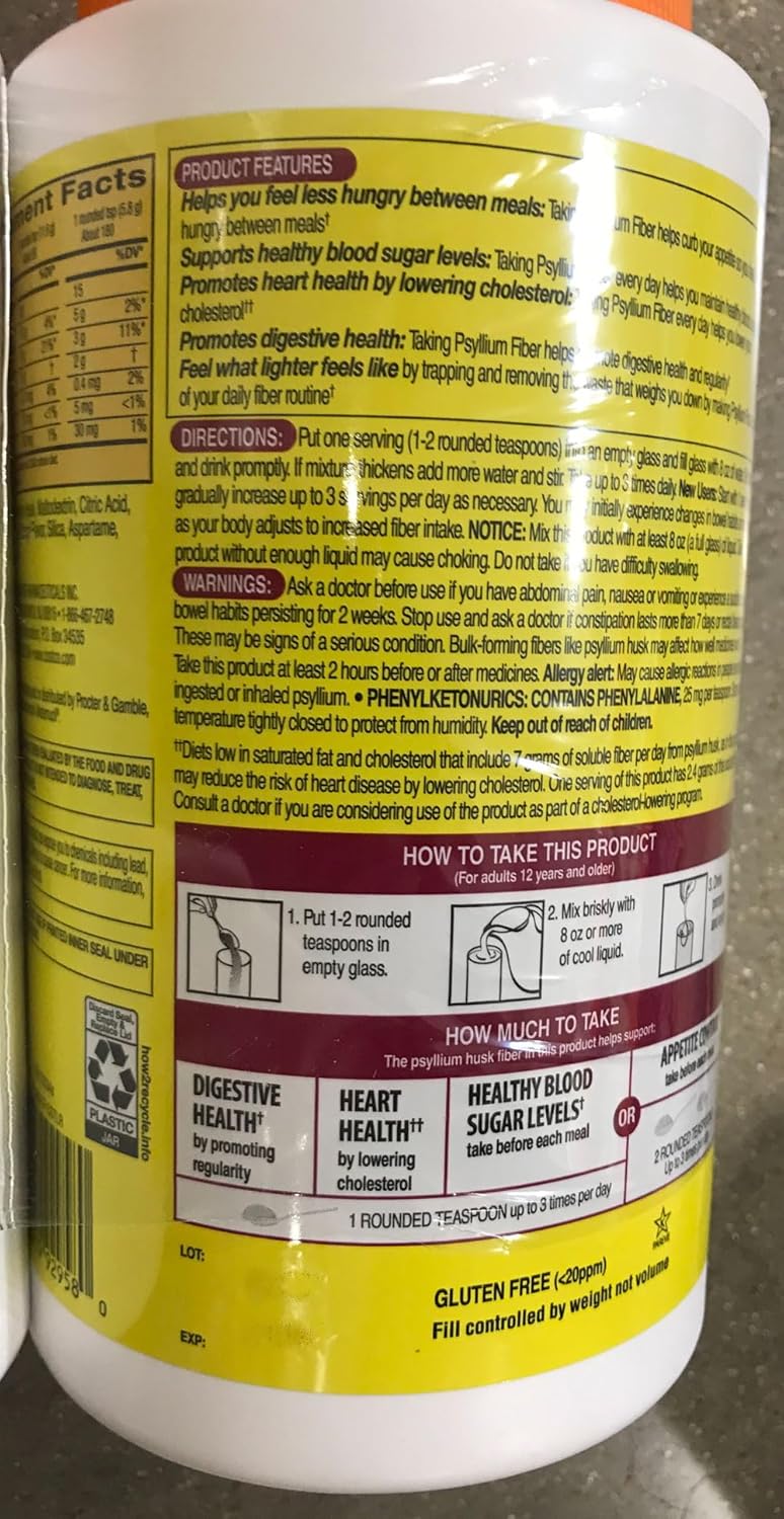 Sugar-Free Psyllium Fiber Supplement Powder, 360 Doses T338