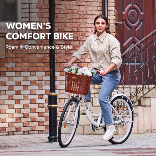 24 26 inch 1 Speed Step Through Cruiser Bike with Basket P59753