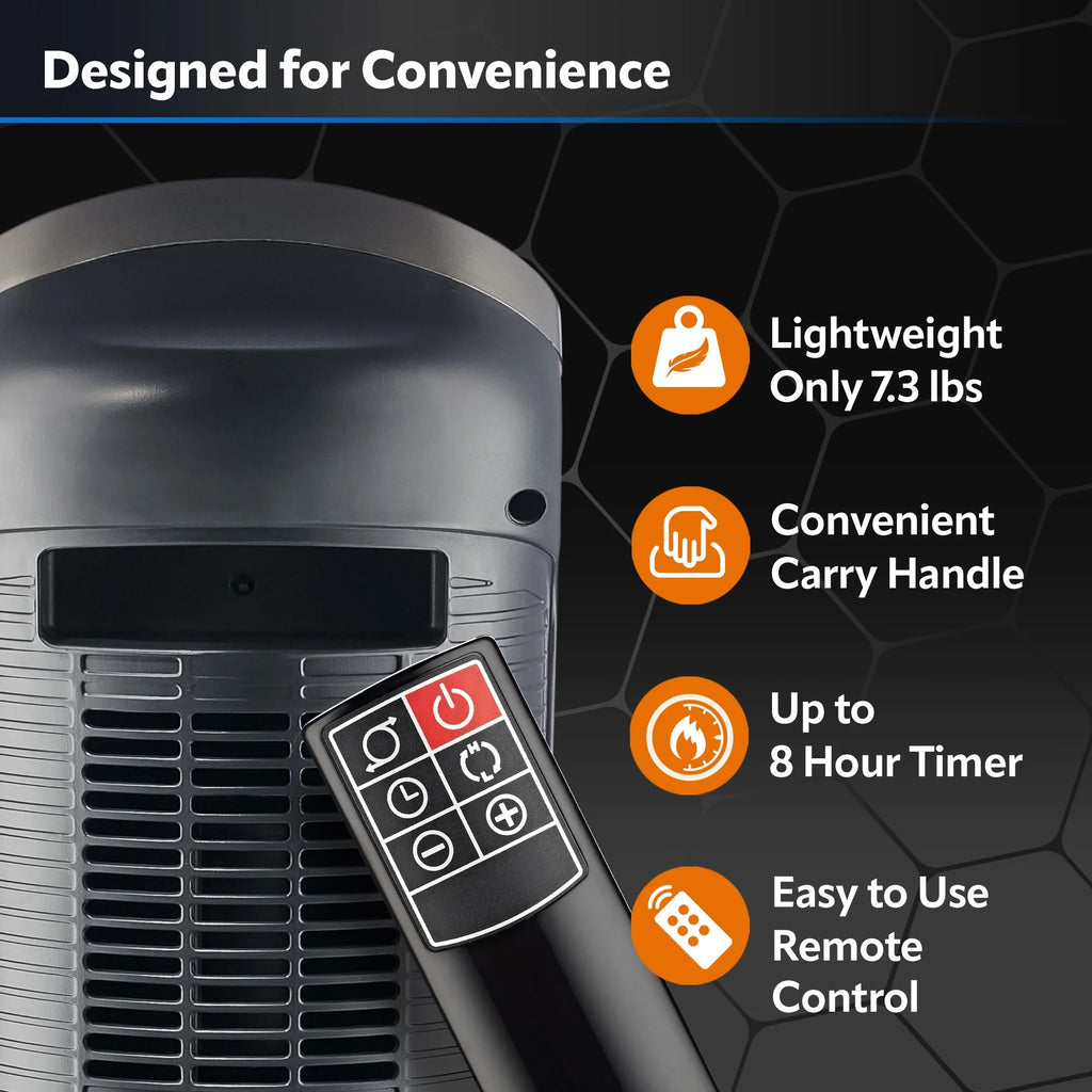 23" 1500W Oscillating Ceramic Space Heater with Timer, Remote, Silver I643