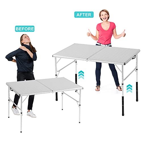 4 Pack Adjustable Metal Table Leg Extenders for Folding Tables, 3.6"/5.23"(7.8in) U2707