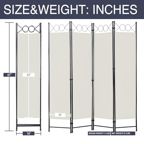 Blue 4 Panel 6FT Room Divider with Steel Frame K190026