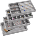 4 Pcs Velvet Jewelry Organizer Trays V9536