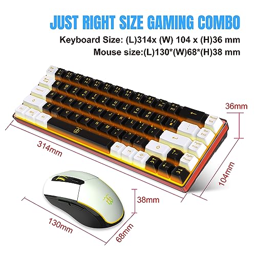 60% Wireless Gaming Keyboard and Mouse Combo, LED Backlit Rechargeable 2000mAh Battery, Small Membrane Keyboard C38306
