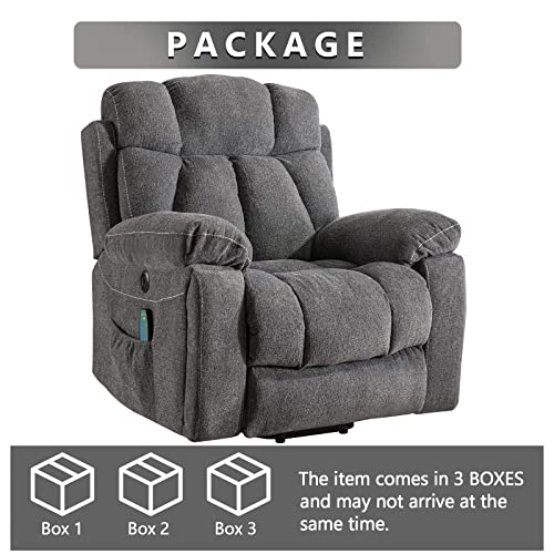 Light Gray Power Lift Recliner Chair with Massage and Heat R131598