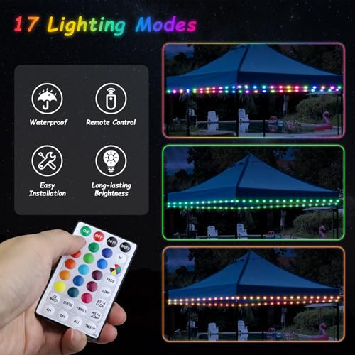 40ft LED Canopy String Lights with Remote J41639