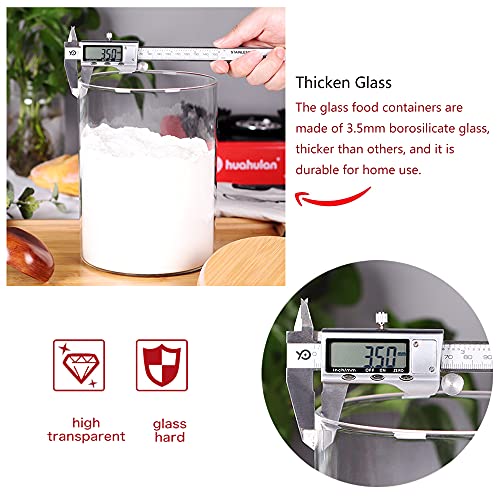 Glass Flour Container with Airtight Bamboo Lid, Large Glass Food Jar with Wooden Lid (3L) G16309