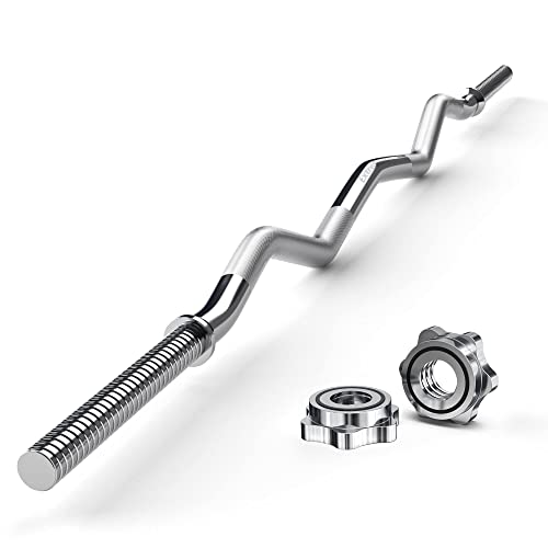47" EZ Curl Bar Weight Lifting Bar with 2 Star Collars P652