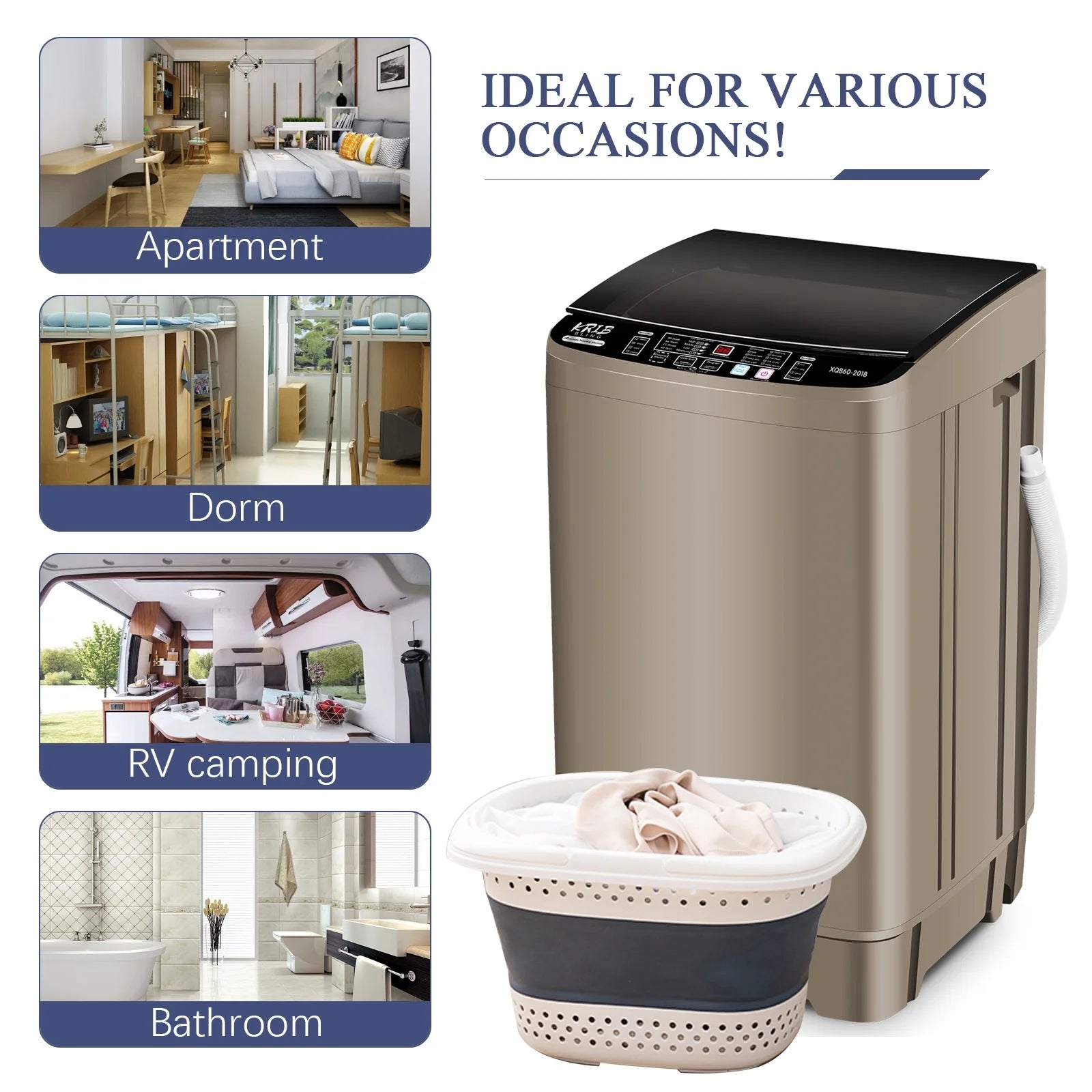 17.7 lbs Full Automatic Top Load Mini Washer M359