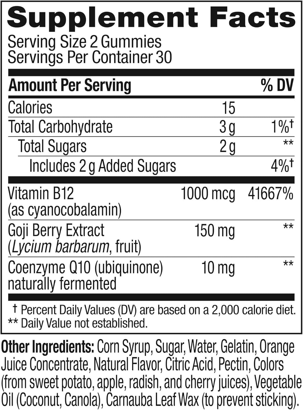 Caffeine Free Vitamin B12 CoQ10 Gummy Supplement, 60 Count M168