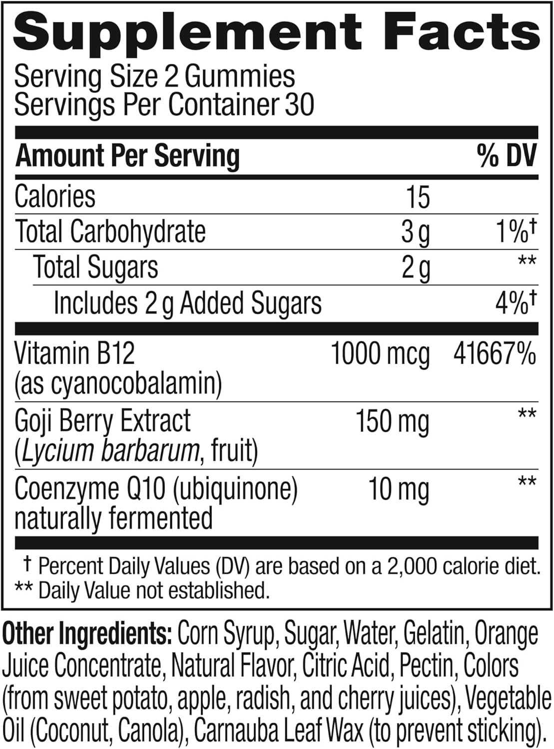 Caffeine Free Vitamin B12 CoQ10 Gummy Supplement, 60 Count M168