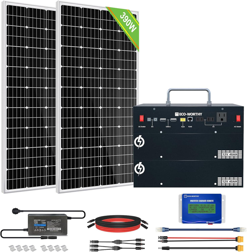 400W 1.6KWH Complete Solar Power System with 2 Solar Panels and Power Station W87373