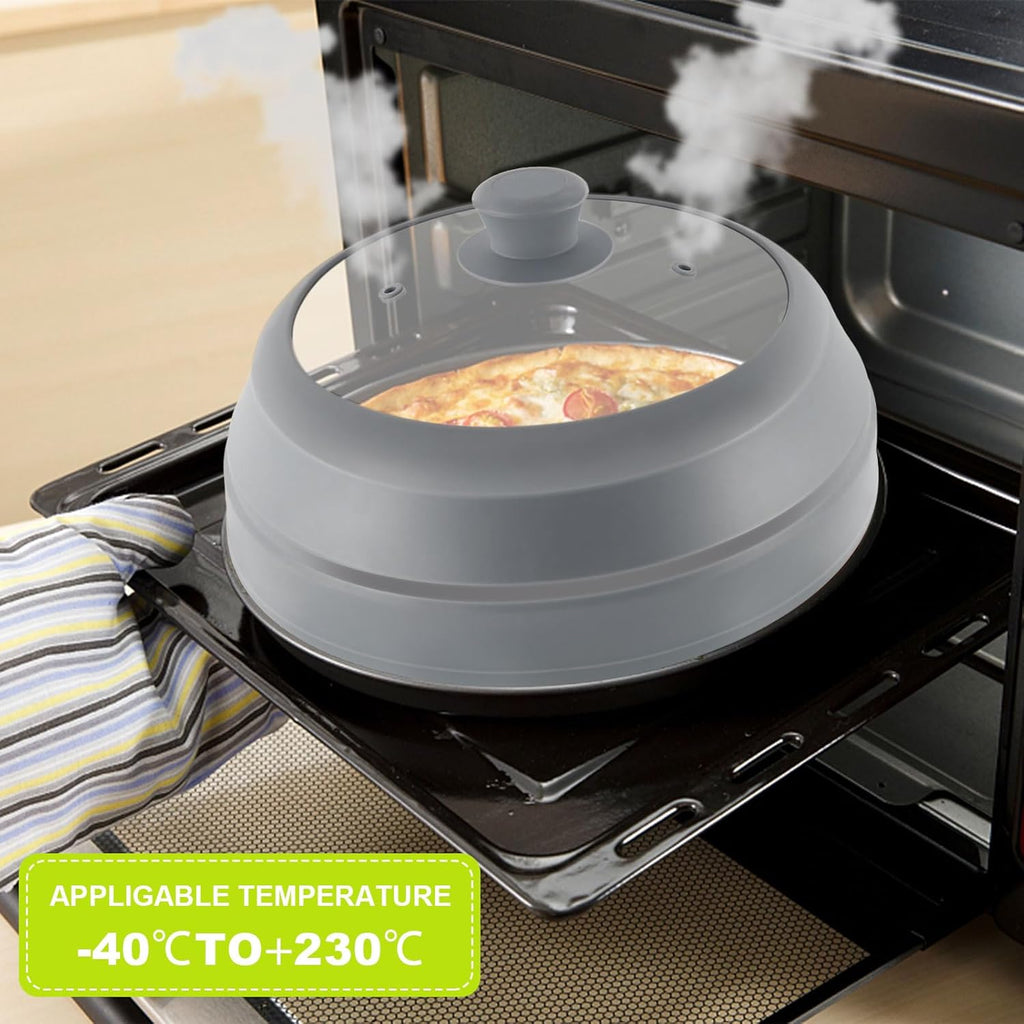 10.5 inch Microwave Plate Cover with Collapsible Silicone and Glass D566874