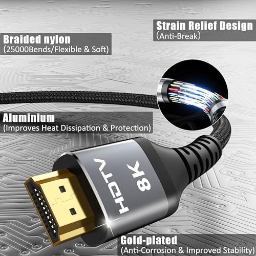 8K HDMI Cable 3FT 4-Pack, High Speed 48Gbps HDMI 2.1 Cord O471