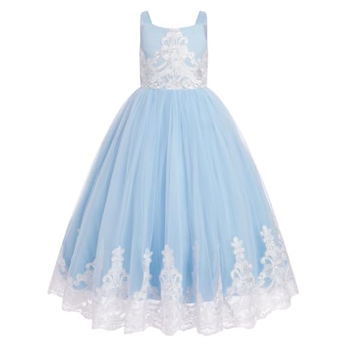 Embroidery Flower Girl Lace Dress Long Gown Tulle Dresses Y47873