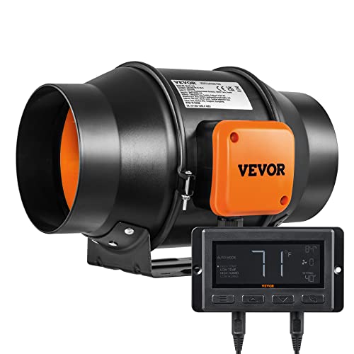 Inline Duct Fan with Temperature Humidity Controller, Quiet EC-Motor Ventilation Exhaust Fan K1485