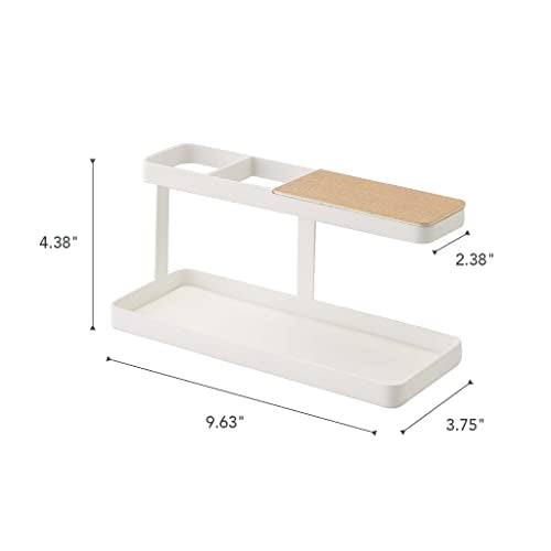 White Desk Bar-Wood & Steel Organizer J9301