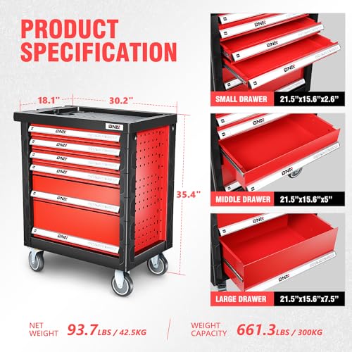 Green 7-Drawer Rolling Tool Cabinet Chest A3743