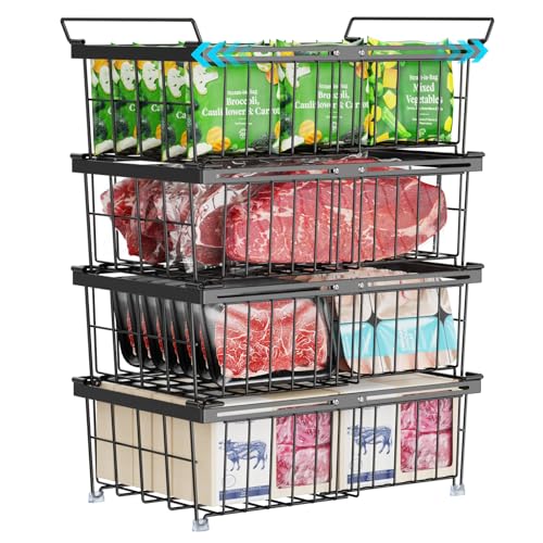 Black 2 Pack Expandable Freezer Organizer Bins D822