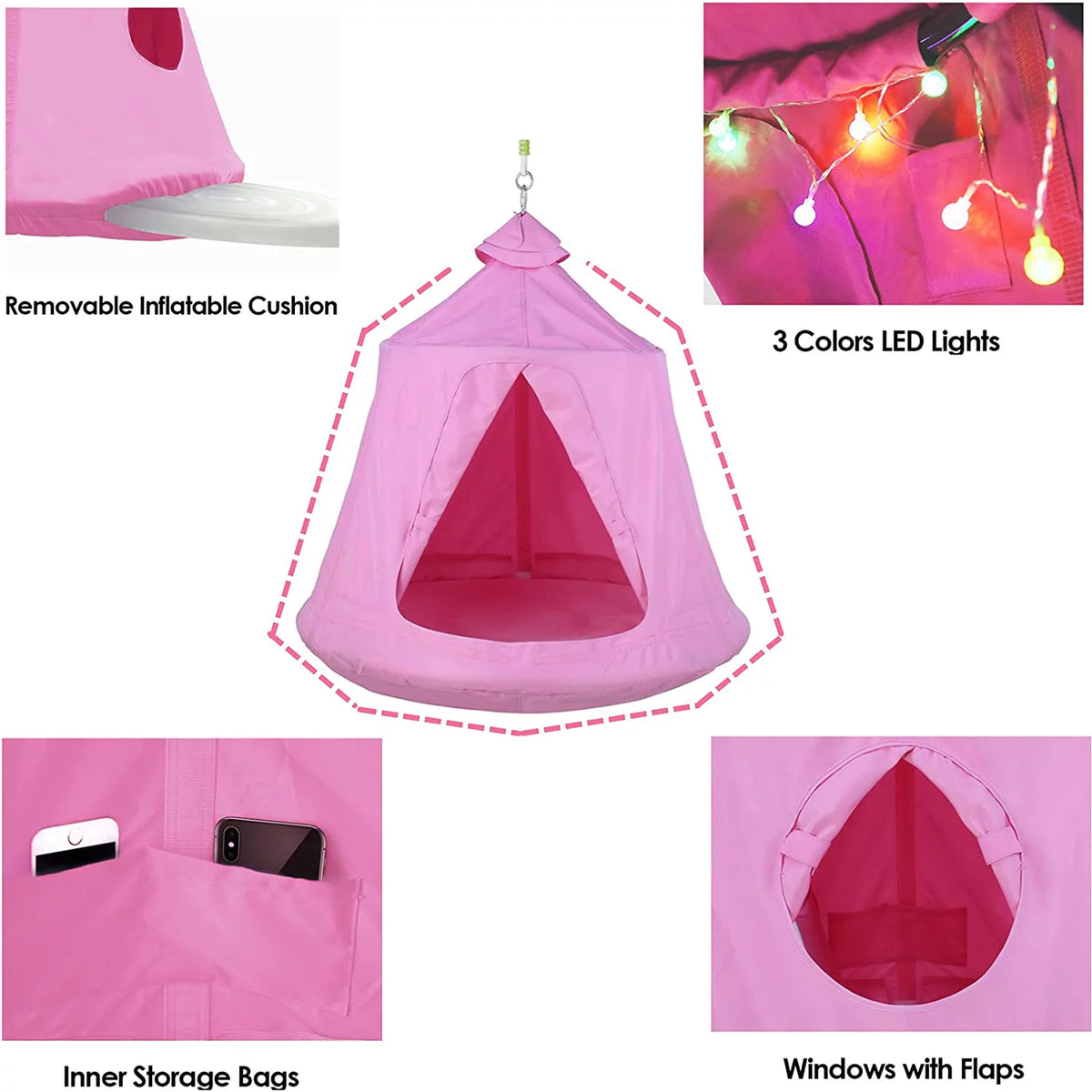 Pink Hanging Hammock Chair with Steel Stand G80558