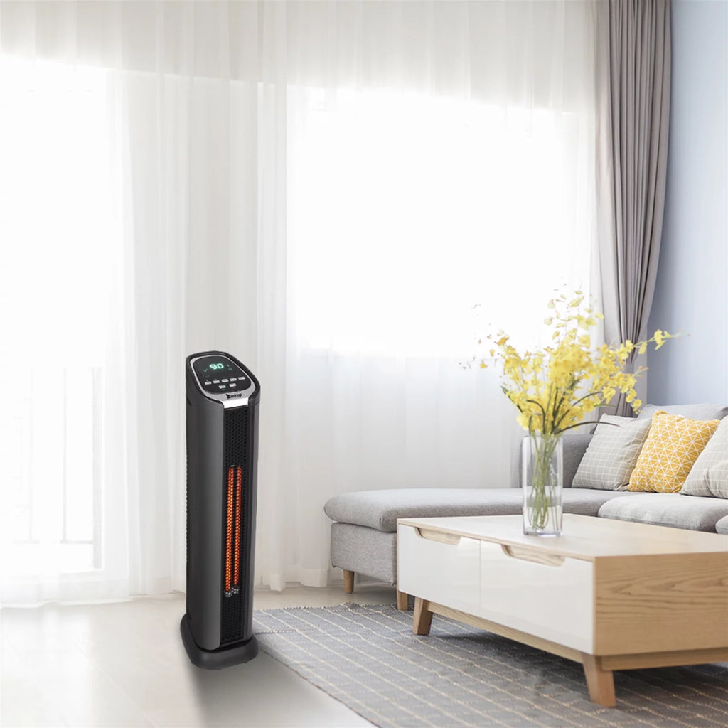 24" 1500W Quartz Infrared Electric Heater with Thermostat, Remote, 3 Modes, 12H Timer, 60 Degree Oscillating Q174