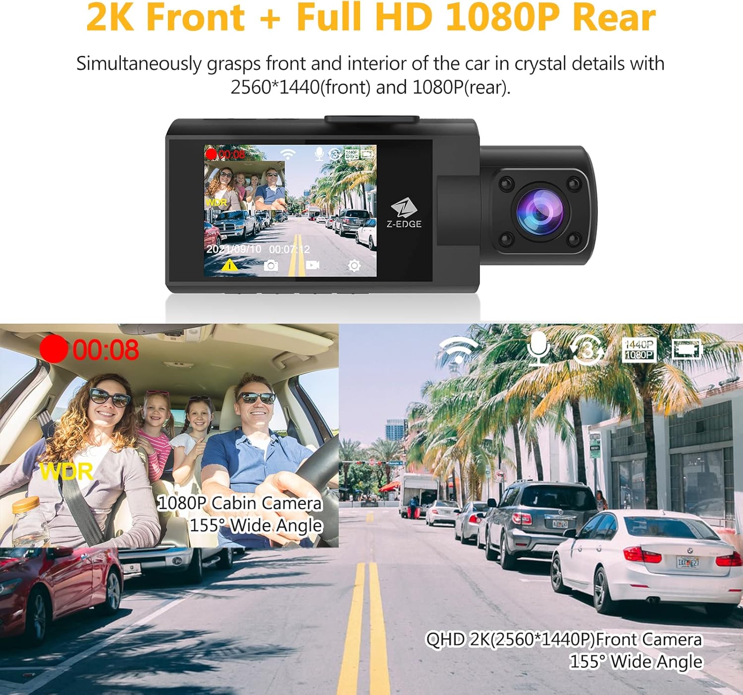 2K+1080P Dual Dash Cam with IR Night Vision X253