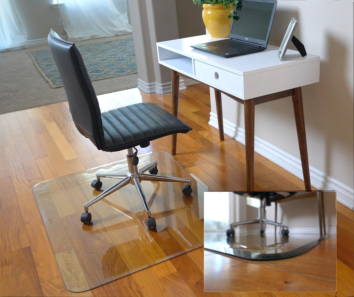 36" x 46" Clear Tempered Glass Chair Mat with Beveled Edge Y38411
