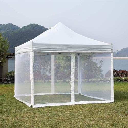Black 4-Panel Mosquito Net for Gazebo Canopy 10' x 10' with Double Door D894