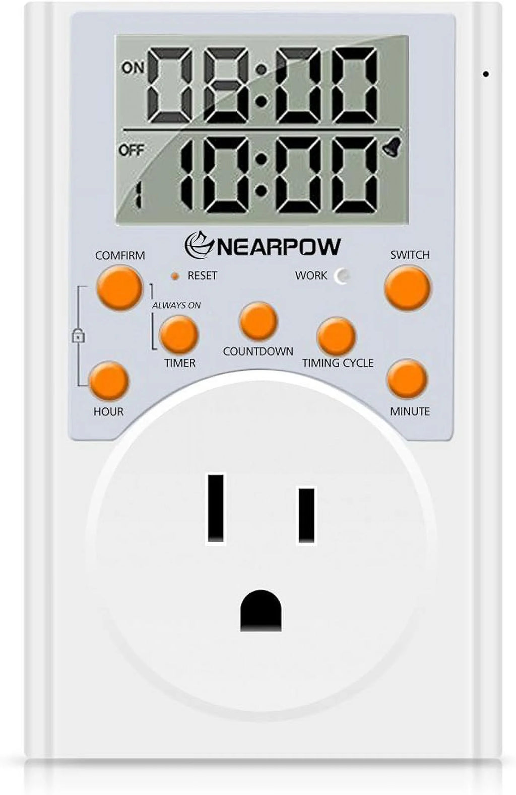 Programmable Digital Timer Switch with 3-Prong Outlet, 15A/1800W V9649