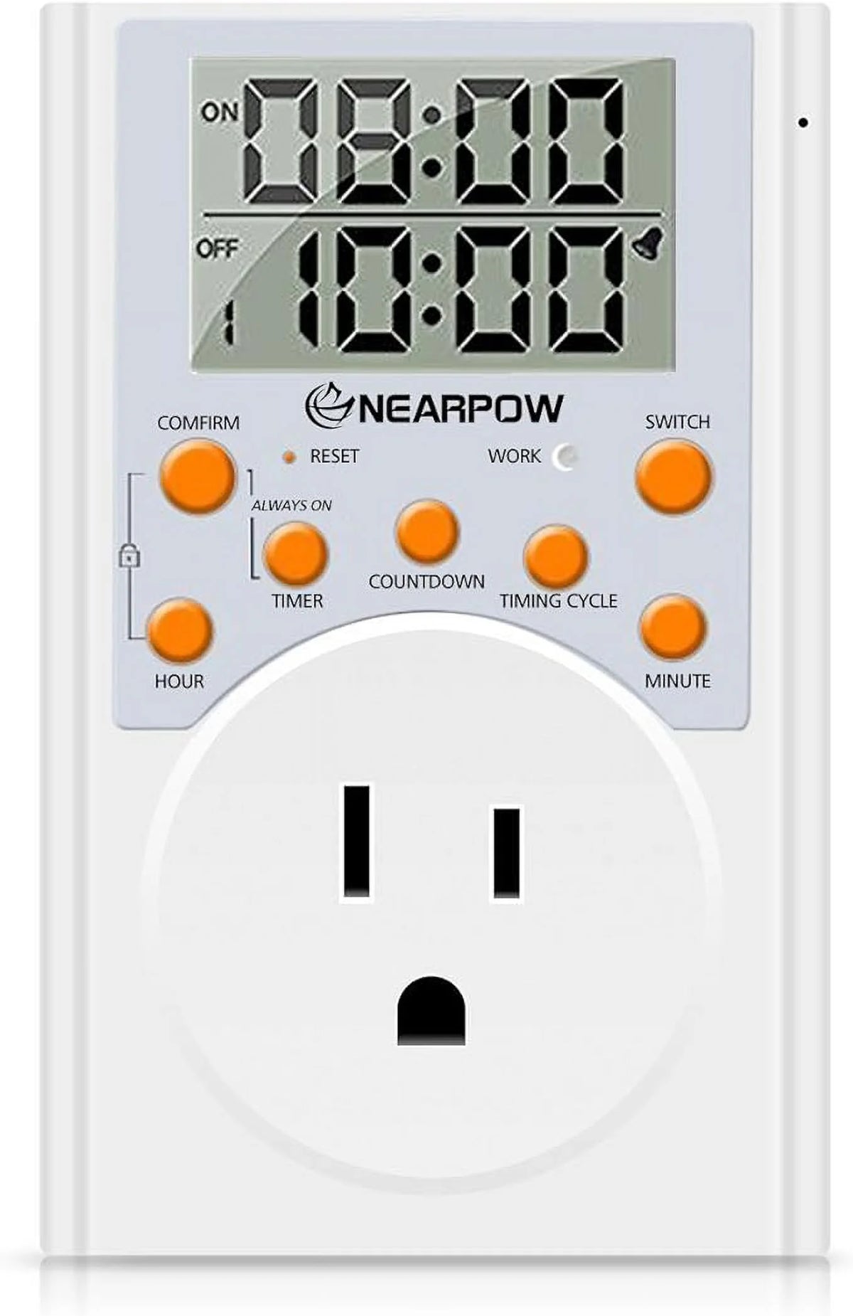 Programmable Digital Timer Switch with 3-Prong Outlet, 15A/1800W V9649