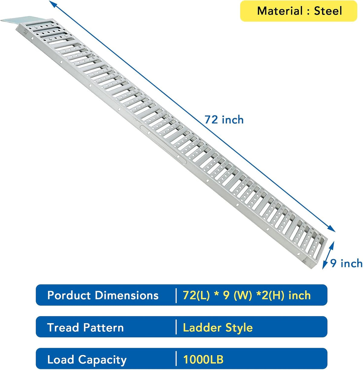 Silver Anti-Slip ATV Ramp Set of Two, 1500 lbs Capacity N99616