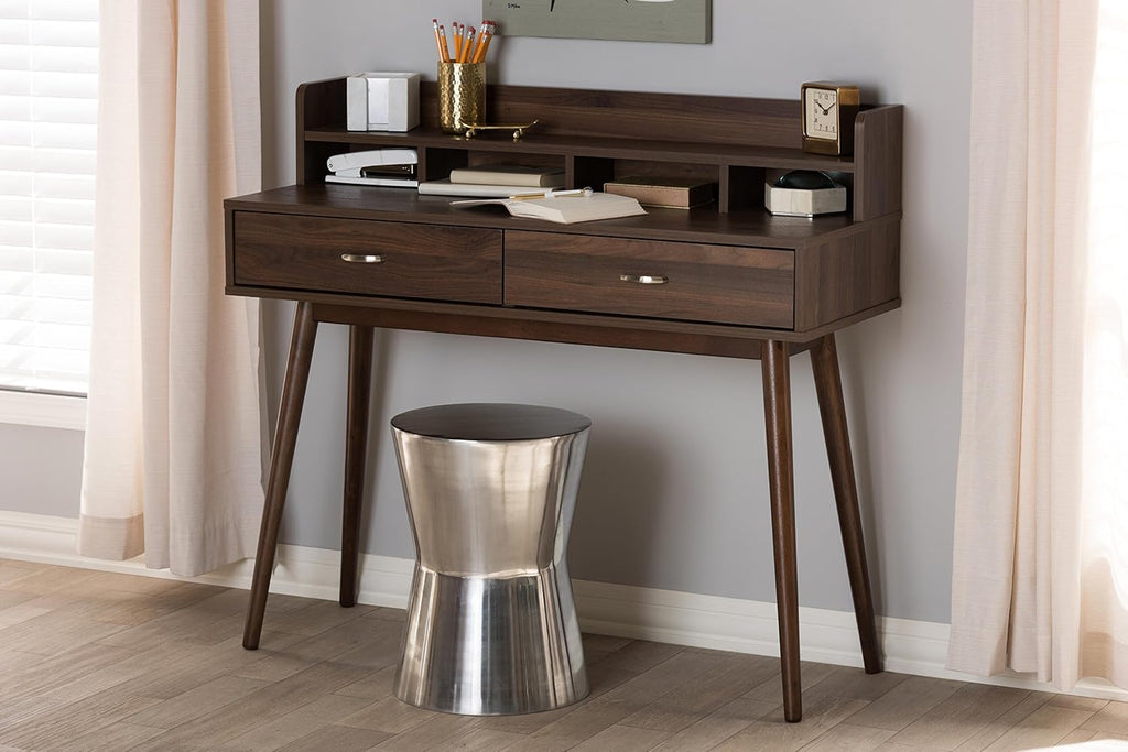 Walnut Brown 2-Drawer Desk L498