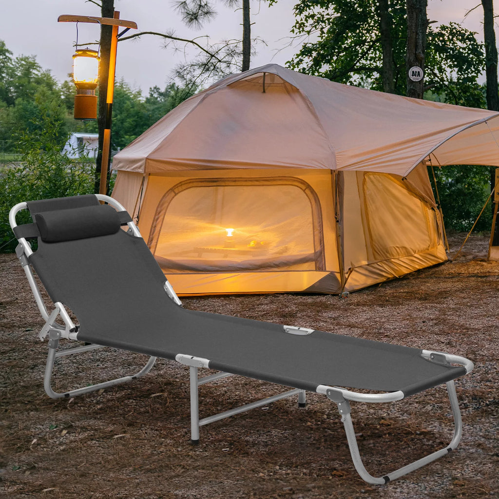 Black Portable Folding Camping Cot with Carry Bag P324