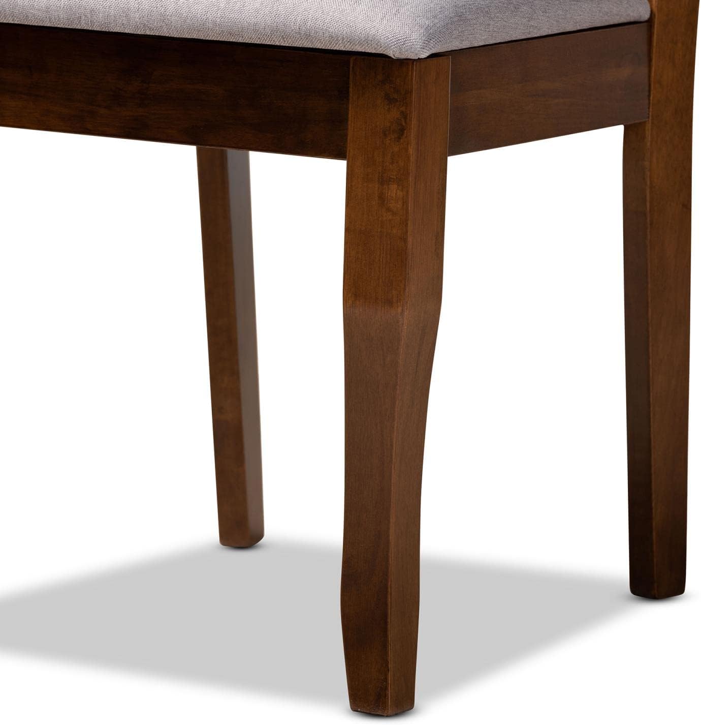 Grey Fabric Upholstered Walnut Brown Wood 4-Piece Dining Chair Set C312