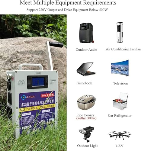 500W Hand Crank Generator with Outlets DC/USB Supply C9324