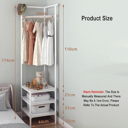 Gray 3-tiers Corner Coat Rack with Storage C52969