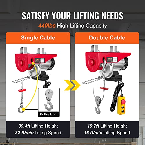 440LBS 110V Electric Hoist with Remote Control N6028