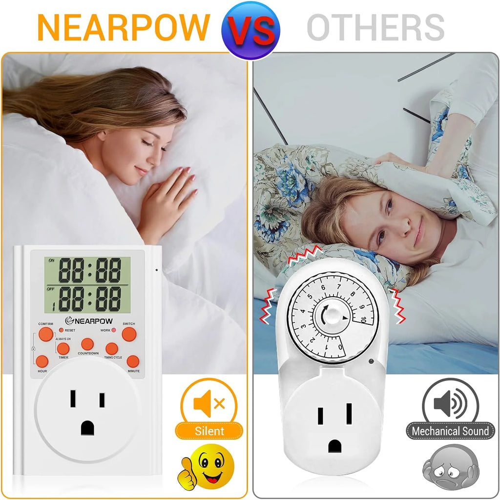 Programmable Digital Timer Switch with 3-Prong Outlet, 15A/1800W V9649