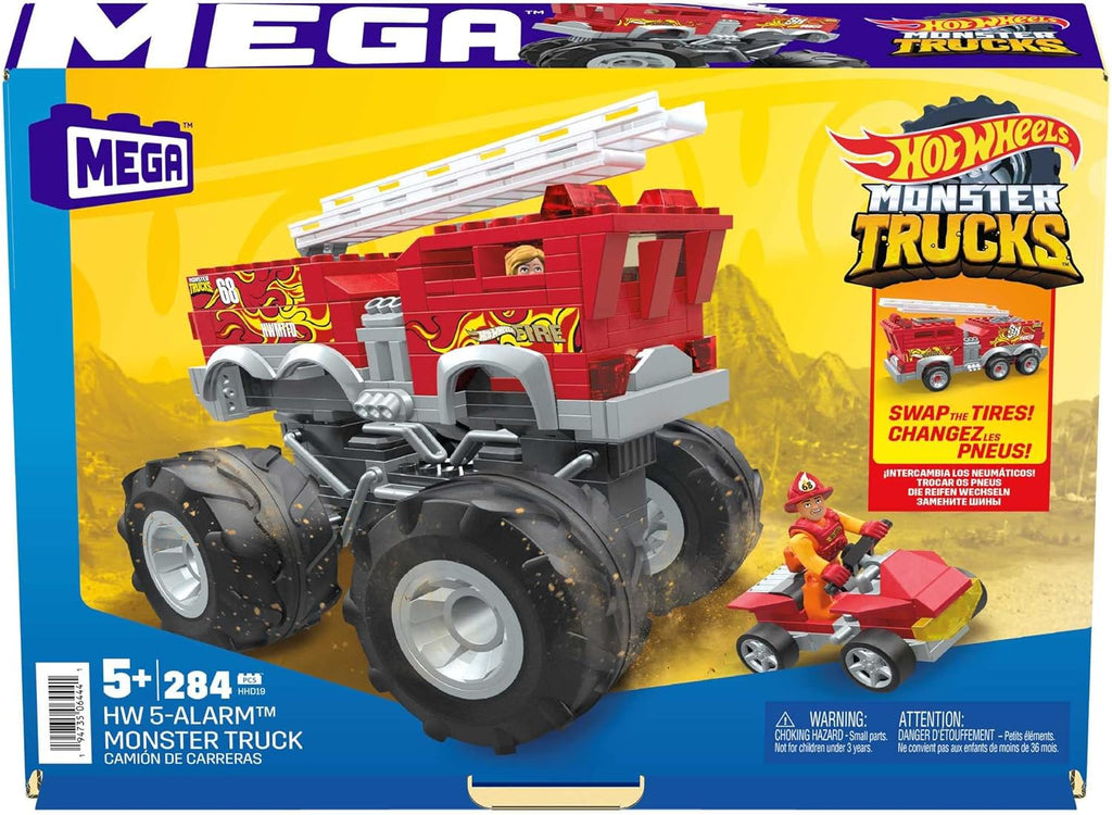 Red Monster Truck Building Toy Playset with 284 Pieces and Giant Wheels Q997831