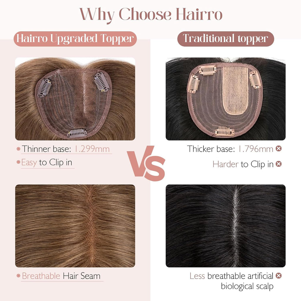 100% Human Hair Topper Silk Base Q586