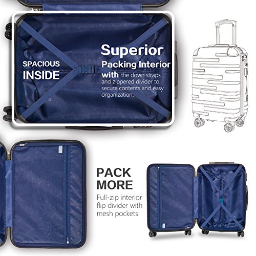 3 Piece Expandable Suitcase Set with TSA Lock Spinner 20in 24in 28in Purple C6728