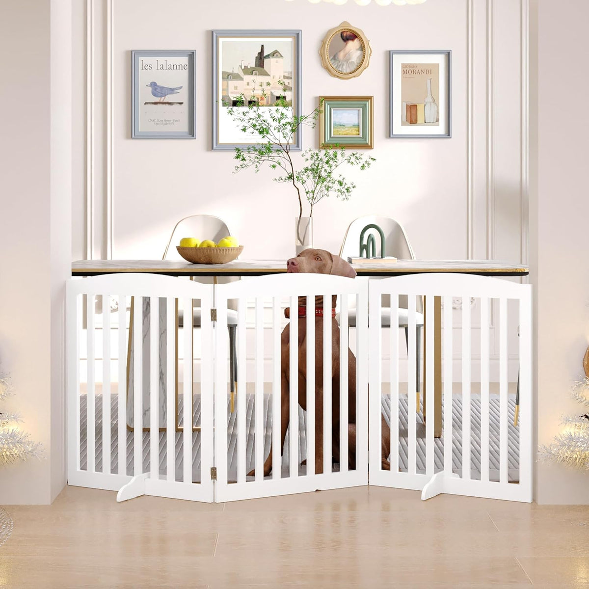 White 72" Tall 30" Wooden Pet Gate A464