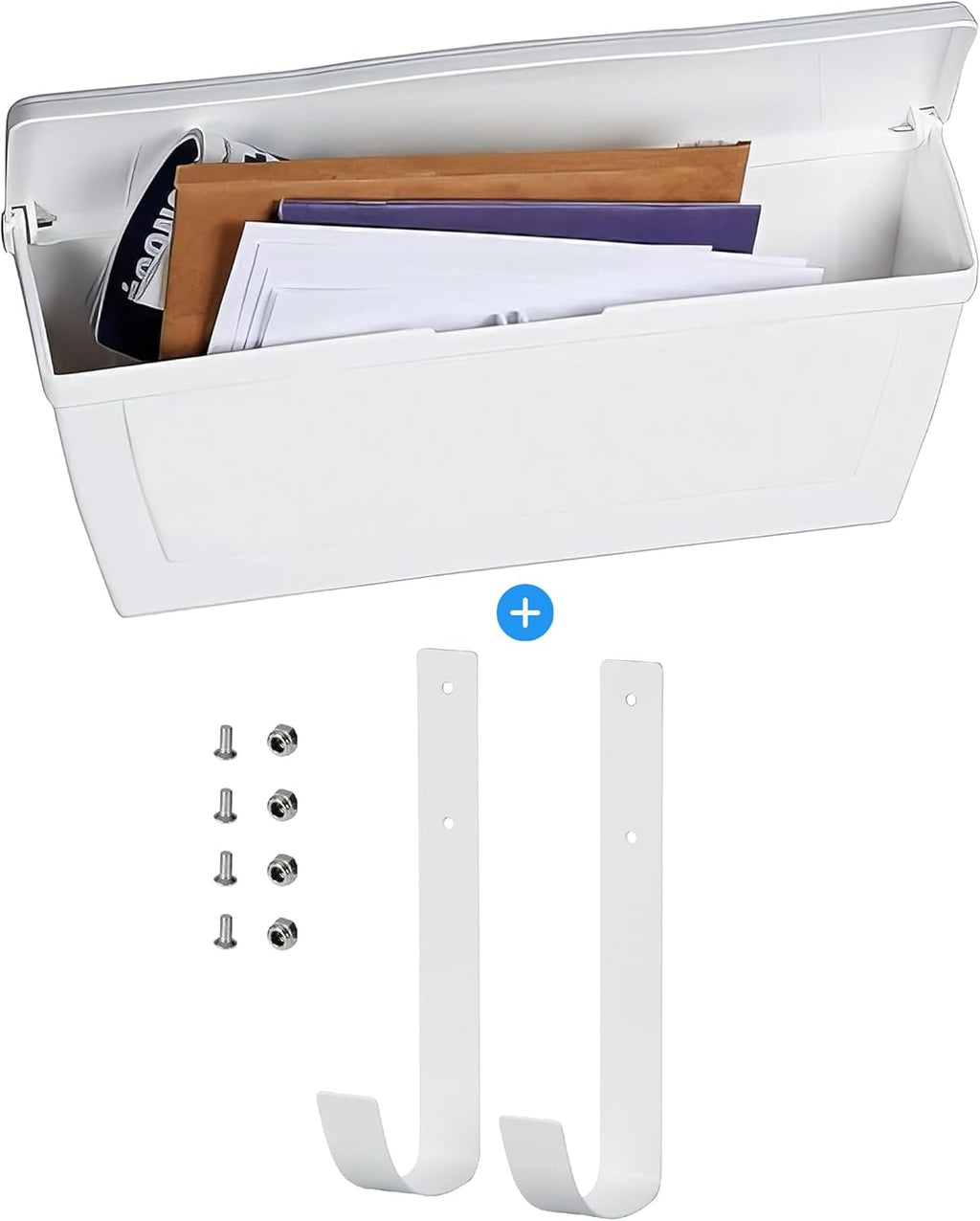 White Plastic Horizontal Mailbox with Newspaper Hook E992394