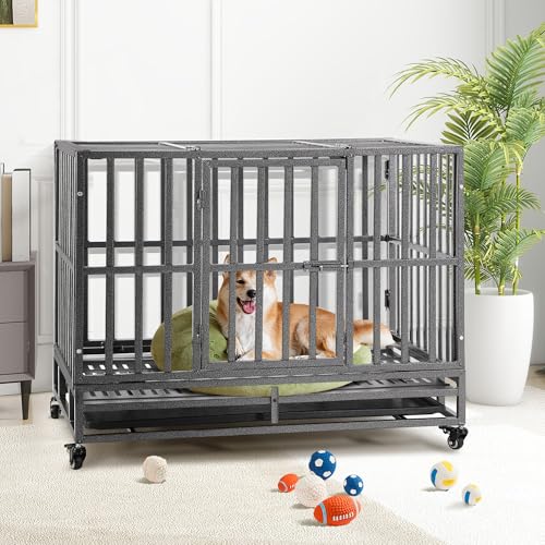 38 inch Folding Dog Crate with Removable Tray I525
